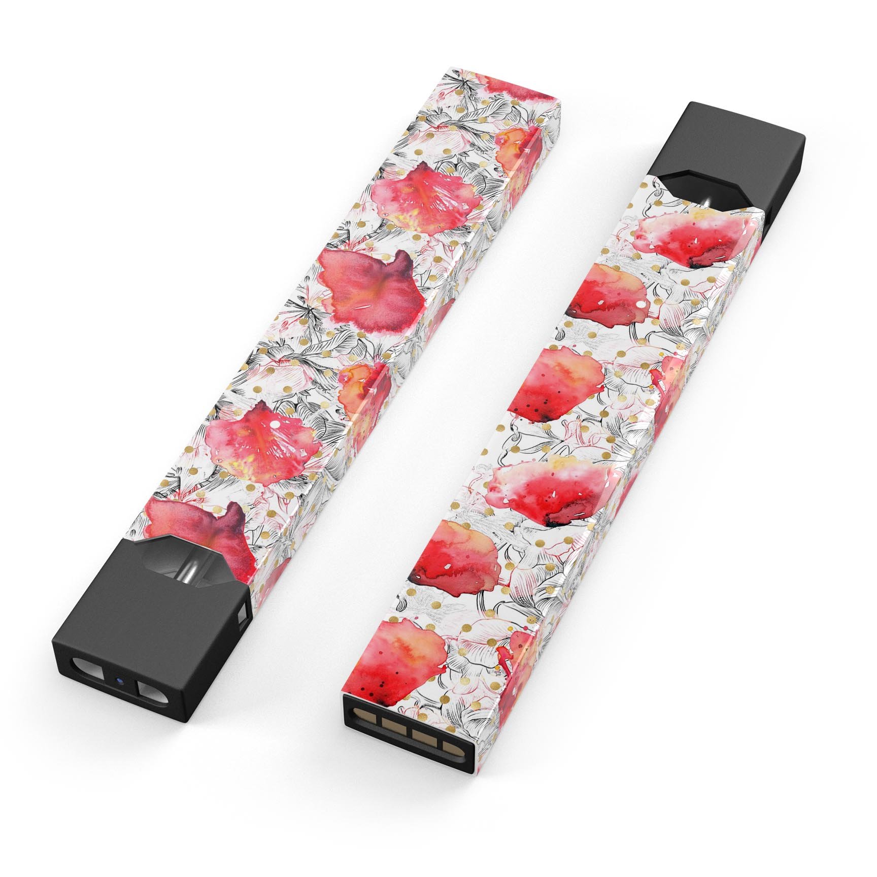 Karamfila Watercolo Poppies V26 skin-wrap for JUUL device, showcasing vibrant poppy design and premium quality.